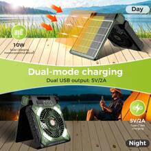 V JULES.V 20000mAh Solar Fan And Portable Camping Fan With Light, USB-C Fast Charging, Quiet Cooling (<30dB), Maximum Runtime 20 Hours, Timer 8 Hours, 90° Adjustable Portable 48 Hours, Emergency Timer And Power Supply, Rechargeable Multi-Function Lighting, Durable Construction, Suitable For Fitness Enthusiasts
