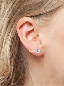 EleRunis 1 对 0.25-1.2 克拉四爪镶嵌莫桑石耳钉，适合男女圆形实验室制造钻石订婚耳钉婚礼新娘首饰