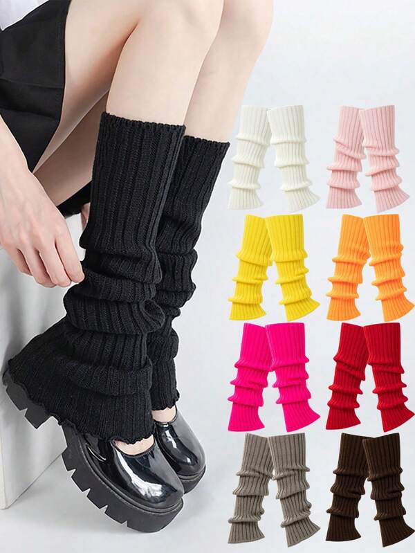 1Pair Leg Warmers For Women, Cute Knit Leg Warmer Socks For Dance, Fall / Winter