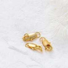 1/10 Pcs 304 Stainless Steel 18k Gold-Plated Rectangular Buckle Fishtail Buckle Spring Buckle Double Loop Lobster Clasp, Women's Stainless Steel Jewelry Lobster Clasp DIY Bracelet Necklace Connecting Clasp Buckle Head Accessories