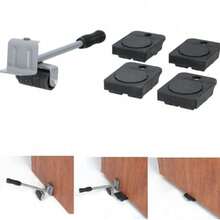 5Pcs Heavy Duty Furniture Mover Kit - Iron & Rubber Lifting Sliders With Rollers - Max 300kg Load Capacity - Scratch-Proof Floor Protection For Wood/Tile - Ergonomic Design For DIY Home Moving & Rearranging - 1 x Pengangkat Furnitur + 4 x Gulungan Bongkar Muat - View 6