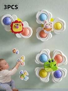 3 pezzi Giocattoli a ventosa rotanti, giocattoli per bambini, articoli essenziali per bambini, giocattoli rotanti per bambini da 1 a 3 anni, giocattoli per bambini, giocattoli sensoriali per il bagno, giocattoli per l'educazione precoce, giocattoli per seggioloni, regali di compleanno per bambini e bambine, adatti all'uso quotidiano dei bambini