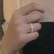 Elegant And Distinctive Elastic Bead Ring- Unique Design, Perfect For Casual Wear Or Gift Giving, Small Square Sugar Beads, Luxurious - 白色 - 查看 6