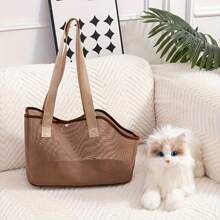 Transportín de malla transpirable para mascotas de verano | Uso manual, con correa de hombro, 3 formas de uso | Mochila de viaje plegable y portátil para gatos/perros | Gran capacidad con hebilla de