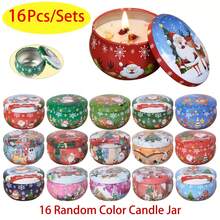 16packs Christmas Themed Metal Candle Jars, 2.5Oz Scented Candle Tin Box, Empty Tin Can With Lid, Holiday Home Kitchen Decoration, Party Supplies, Gift Jars For DIY Candle Making, Christmas Decorations, Candy Storage Boxes, Party Favors, Home And Room Decorations, Etc., Christmas Gifts - Multicolor - View 9