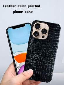 1 件黑色鳄鱼皮纹理防震手机壳，带旋转发声设计，适用于 防水防摔防刮 - 黑曜石黑 - 查看 3