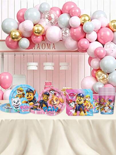 Paw Patrol 10/20pcs Blue Themed Tableware Set, Birthday Party & Gathering Dining Supplies, Serves 10 People, Includes Party Decorations, Props & Supplies, Dinnerware, 7-Inch Paper Plates, 9-Inch Paper Plates, Napkins, Cups