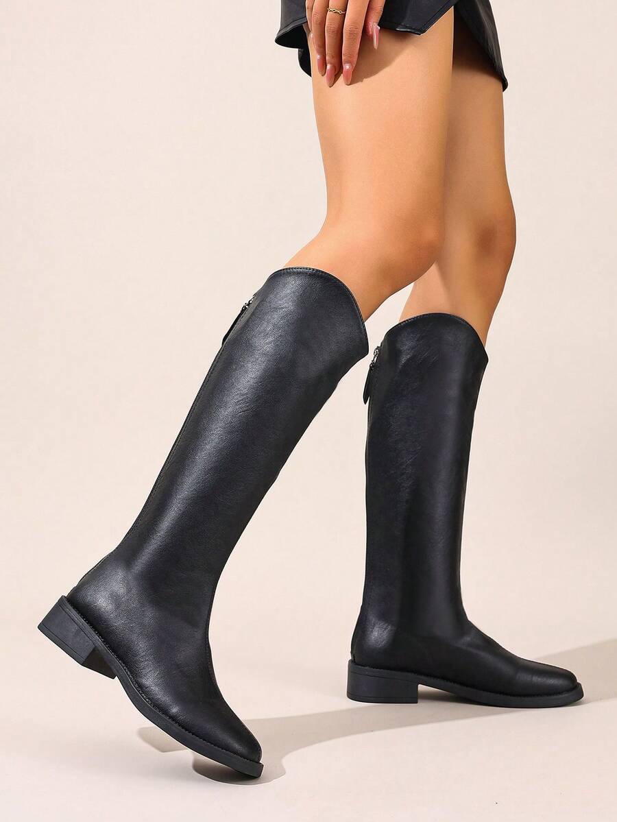 2025新款尖头高筒靴女高筒马靴低跟西部靴小巧超软过膝靴