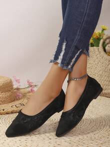 Girl's Casual Black Pointed Toe Flat Loafers, Comfortable And Lightweight Dress Shoes, Suitable For Spring, Summer, Autumn, Nightclub, Size 36-42