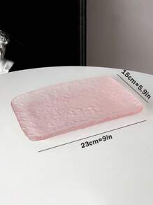 1pc Asymmetrical Glass Glacier Tray, High-End Icy Plate, Home Kitchen Dessert Fruit Cake Snack Tray, Jewelry Storage Dish - Pink - View 16