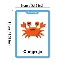 Lachilly Tarjetas didácticas para aprender vocabulario en español, tarjetas de aprendizaje de vocabulario para niños, palabras de alimentos, animales, partes del Body, frutas, verduras, tarjetas cognitivas educativas para preescolar y jardín de infantes, herramientas de aprendizaje de idiomas, recursos y materiales de aprendizaje para el hogar y el aula