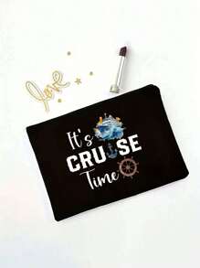 邮轮主题旅行化妆礼品袋，化妆包/洗漱包，拉链化妆包，拉链洗漱收纳包，拉链手机包，铅笔盒，化妆刷收纳包，适合女性、女孩、妈妈、姐妹、朋友、邮轮爱好者，文具旅行必备化妆包，假日必备化妆包，化妆收纳包，化妆品收纳袋，2024冬季假日化妆收纳包