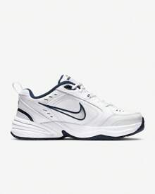 Nike 男款 Air Monarch IV 交叉訓練鞋 黑色 常規 白色/金屬銀色