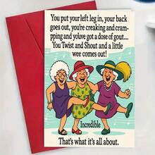 1 Piece Funny Senior Lady Birthday Card With Envelope - "You Put Your Left Leg In, Back Problems Will Come Out, You Kicked It, Got Arthritis" Funny Aging Greeting Card For Milestone Birthday Or Retirement Celebration, Includes Paper And Envelope, Funny Birthday Card