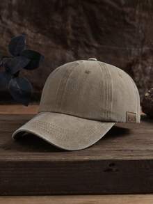 1 pieza Gorra de béisbol unisex de estilo casual y de moda para exteriores, ajustable, con etiqueta, de unicolor lavado, estilo retro de calle, adecuada para combinar a diario, tipo gorra de papá - A - Ver 19