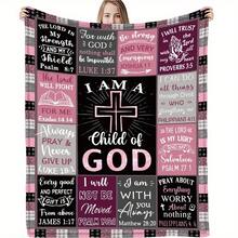 Christian Inspirational Scripture Print Flannel Throw Blanket - Contemporary Style, Machine Washable, All-Season Knitted Polyester Throw For Multipurpose Use, Ideal For Travel, Office, Home Decor, And Birthday Gift For Friends - Mixed Color - 多色3 - 查看 2