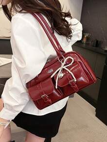 The New Wave Of Bread Knot Pendant Multi-Pocket Pillow Bag, Fashion Meilad Color Armpit Bag, Highly Attractively Retro Simplicity Senior Texture Women's Shoulder Bag, Daily Versatile Suitable For Commuting To Shop Shopping