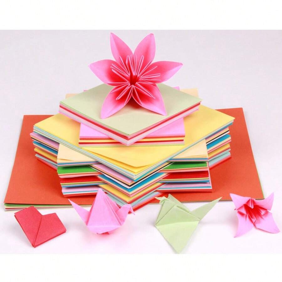 100 Bright Square Origami Sheets - Colorful Handmade Paper For Artistic Creation, Perfect For Paper Cranes And Decorative Design, With A Bright Multi-Color Option, Paper Art DIY Origami, Paper-Cutting, Handmade Colored Paper, Multiple Colors, Suitable For Handcrafting And Painting Cutting,For School Supplies,Back To School