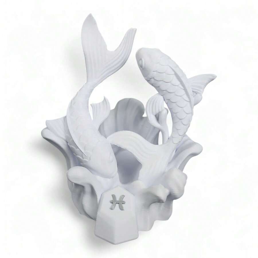 Decoração Enfeites Presente Signo Peixes Decorativo Zodíaco Presente Peixe - Branco - Visão 1