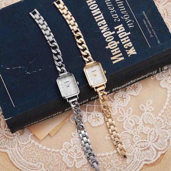 2025 New Fashion Versatile Elegant Square Dial Women's Quartz Watch, Hollow Strap Bar Markings, Suitable For Daily Decoration, School, Gift, Wedding, Office And Other Occasions