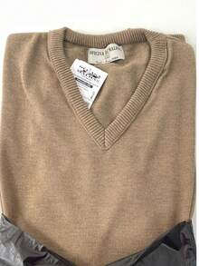 Basic V-Neck Knit Top, Fall/Winter, Regular Fit - Beis - Ver 1