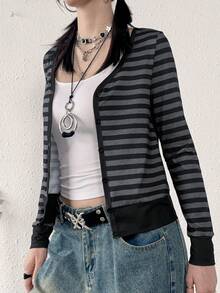 1pc Women Slim Fit Thin Long Sleeve Casual Blouse - Black - View 3