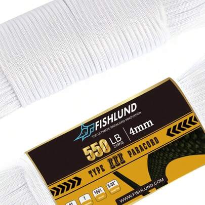 Paracord 550 Lb, 7 Strand Type III Paracord Rope 100ft 4mm, Nylon Parachute Cord For Camping, White