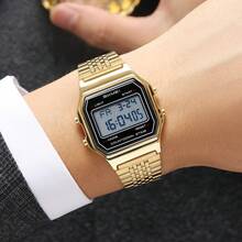 Skmei SKMEI 2465 Luxury Man Digital Watch Clear Stainless Steel Band Rectangle Digital Display Small Business Wristwatch