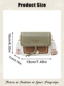 Fashionable Crossbody Bag For Women, Lightweight And Business Shoulder Bag, Casual Handbag, Contrasting Color, Small Square Bag, Wide Shoulder Strap, Perfect For Office, College, Work, Business, Commute, Outdoors, Travel, Outings - 彩色 - 查看 5