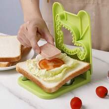 1 件，不锈钢早餐三明治模具、吐司切刀、口袋封口机、面包 DIY 制作工具；粉色方形蕾丝花边、绿色恐龙形状、吐司夹、面包切片模具，方便、耐用且易于清洁，适用于烘焙糕点工具。