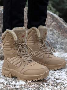 Botas de Trabalho de Inverno Masculinas, Botas de Neve de Deserto Respiráveis e Duráveis para Caminhada ao Ar Livre, Botas de Neve de Cano Alto Unissex Tamanho 36-46 com Forro Extra Quente