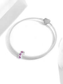 1pc Fashion Heart Rhinestone Spacer Pendant Bead, Suitable For Women Bracelet, Bangle DIY Jewelry Making And Daily Wear Jewelry Decoration, Suitable For Girls - Love Scattered Diamonds - View 5