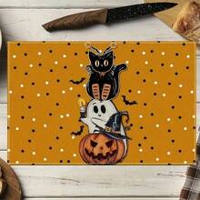 1/2/4/6 Piece Table Mat Set, Halloween Themed Style, Bat Pattern Print, Size 30x45 Cm. Polyester Halloween Placemats Are Suitable For Home Kitchens/Heat-Resistant Tablecloths, Easy To Clean, And Are Ideal Accessories For Home Kitchen Dining Tables. They Are Suitable For Family Gatherings And Indoor Occasions, And Are The Best Choice For Halloween Decoration.