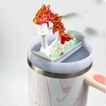 2 件龙形吸管盖适用于 30 和 40 盎司吸管杯，硅胶吸管盖带有 3D 印花龙图案，酷炫玻璃杯配件（包括 2 种颜色），万圣节装饰品