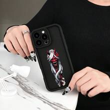 [Teléfono] Teléfono con textura de escalera con patrón de colmillos. Compatible con 16/15/14/13/12 Plus/Pro. Diseño moderno y neutro. Ideal para amigos, familiares, novios y novias. - Negro - Ver 8