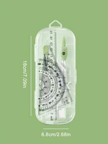 7 piezas/set de reglas de compass para estudiantes, incluye regla de graduación, regla triangular, reglas angulares, soporte para bolígrafos, papelería, multiusos y útiles escolares, útiles de aprendizaje multifuncionales para exámenes y aprendizaje, de vuelta a la escuela