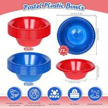 100Pcs 12Oz Patriotic Disposable Plastic Bowls 4th Of July Red Blue Candy Dert Bowl Salad Snack Bowls For Independence Day Memorial Day Party Plies - 紅藍 - 查看 2