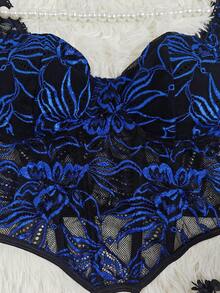 1 chiếc áo hai dây hở lưng cổ điển màu xanh và đen thanh lịch có đường cắt xương cá - Màu xanh lam - Xem 11