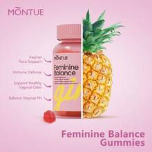 MONTUE Gomitas Premium Feminine Balance - Equilibrio del pH con prebióticos, mezcla de probióticos Lactobacillus y piña hawaiana para reforzar el sistema inmunitario, veganas, 60 gomitas (30) - 30 - Ver 4