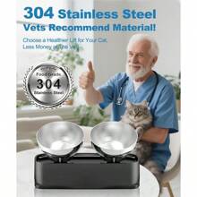 Elevated Cat Bowls 15° Tilted Raised Cat Food Bowl With 2 Stainless Steel Bowls 4 Height Adjustable Pet Dishes For Food And Water Anti Vomiting Bowl For Puppy And Cats With NonSlip Feet - 如圖 - 查看 3