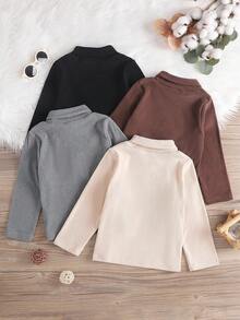 3 件套男童/中性高领罗纹双面羊毛卫衣套装，适合秋冬季休闲外出和休闲穿着 - 彩色 - 查看 2