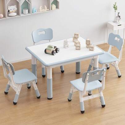 Techigher Kids Table And Chair Set,Toddler Table And Chair Set,Height Adjustable Children Activity Table With Graffiti Desktop,Non-Slip Legs For Ages