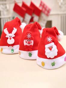 1 Stück Weihnachtsmann Plüschmütze, Weihnachtsparty Kostümmütze, Weihnachtsdekoration Heimdekoration Weihnachtsdekorationen Raumdekoration Winter - Verschiedenfarbig - Übersicht 2