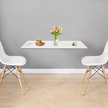 Folding Wall Desk, Wall-Mounted Folding Table, Folding Wall Desk For Laundry Room Home Office Computer Workstation,Study Work Bench, Kitchen Dining (31.5*15.75in) - 白色 - 查看 1