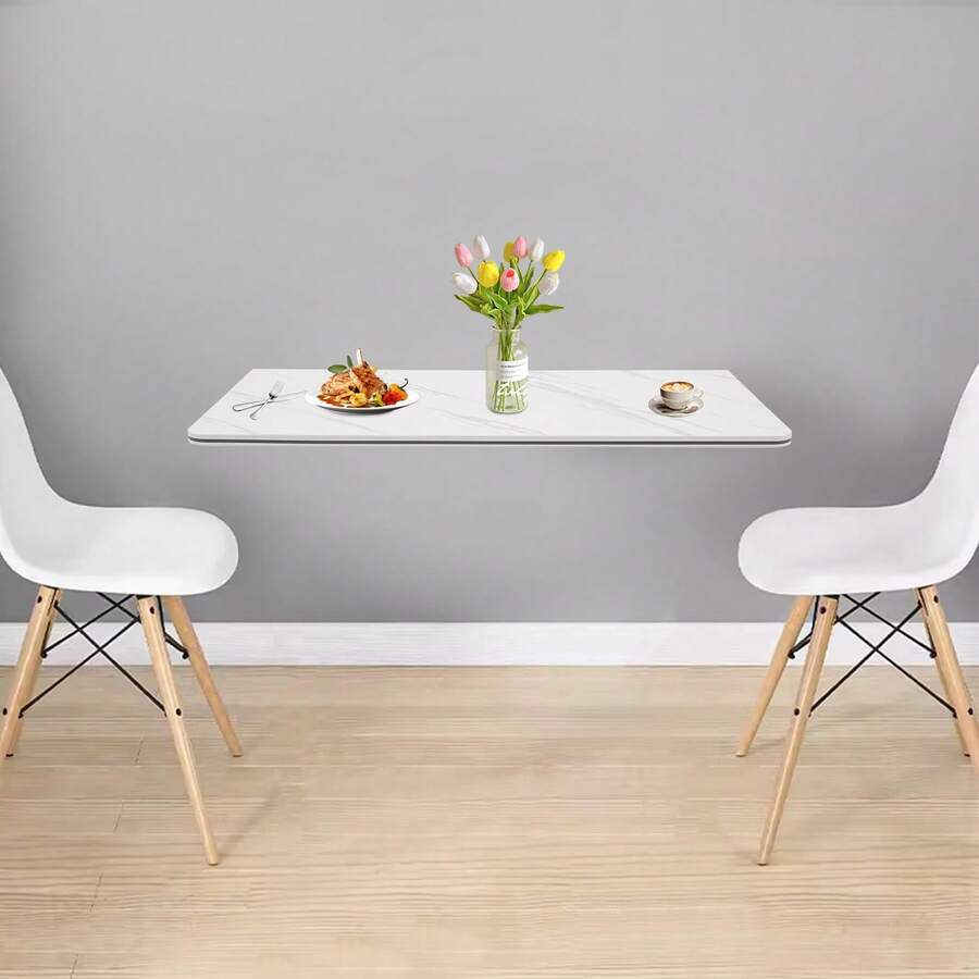 Folding Wall Desk, Wall-Mounted Folding Table, Folding Wall Desk For Laundry Room Home Office Computer Workstation,Study Work Bench, Kitchen Dining (31.5*15.75in) - 白色 - 查看 1