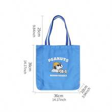 Miniso Snoopy Seaside Diary Series Blue Square Shoulder Shopping Bag, Square Design Offers Large Capacity, Convenient And Fashionable For Daily Outings (1 PC) - Blue - View 9