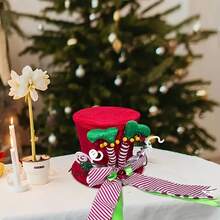 1pc Christmas Tree Topper Decoration, Christmas Candy Tree Top Decor With Red Hat And Mint Bow - Holiday Home Decor, No Power Needed, Polyester Material, Suitable For Christmas Tree Topper (Christmas Tree Not Included) Christmas Decorations Room Decor Winter Christmas Decorations Home Christmas Gifts Christmas Decor - Multicolor - View 13