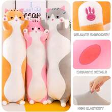 50cm Cute Cat Pillow Plush Long Body Pillow Cuddle Cartoon Stuffed Animals Cat Plushie Hugging Pillow, Cuddly Soft Long Kitten Body Pillow Doll Cat Cushion Toy For Kids Girlfriend, Holiday Gifts, Valentine's Day Gifts