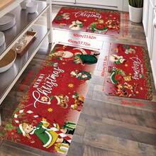 Christmas Decorative Floor Mat, Kitchen Carpet, Stain Resistant And Easy To Clean, Suitable For Daily Decoration And Cleaning In Restaurants, Kitchens, And Bathrooms, A Wonderful Holiday Decoration Gift