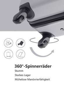 Sản xuất tại Châu Âu, Hành lý ký túc xá trường học Hành lý ký túc xá đại học Hành lý học sinh Hành lý du lịch Hành lý xách tay bền chắc cho kỳ nghỉ Vali, Bộ hành lý có bánh xe, Hành lý xách tay, Hành lý ký gửi, Hành lý bốn bánh, Vỏ cứng cho xe đẩy, Chất liệu ABS, - Màu Xám nhạt - Xem 6